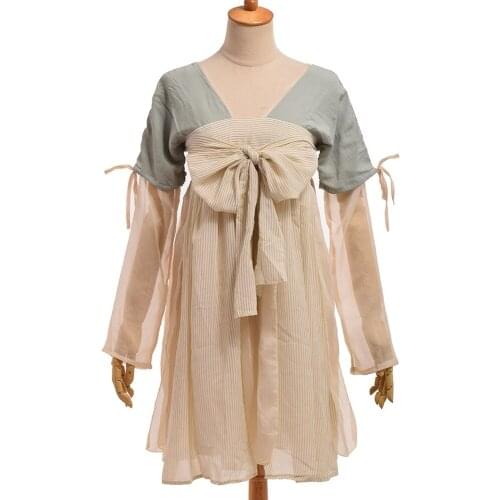 Chinese Vintage Style Girls One Piece Dress Long Sleeve Ruqun