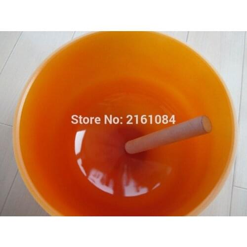 10" Orange Color D or D# Sacral Chakra Frosted Quartz Crystal Singing Bowl with free suede and o ring