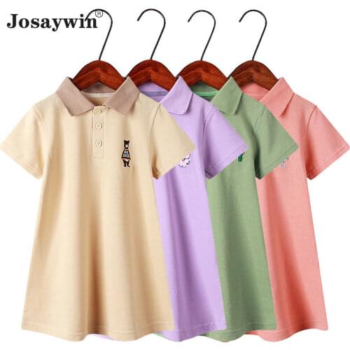 Kids Dress for Girl Baby Student Dresses Teenager Casual Vestidos Embroidery Polo Turn-down Collar Girl Dresses Children Clothes