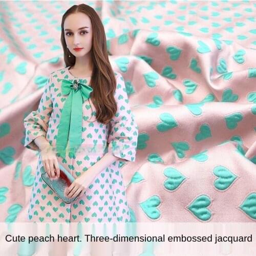 Elegant pink peach heart three-dimensional embossed yarn-dyed jacquard fabric, sewing fabric factory shop is not out of stock