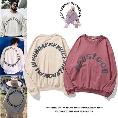 European American Streetwear Mens Womens Hoodies Hooded Kanye West Oversize Casual Letter Print Couple Pullover 2021 Spring