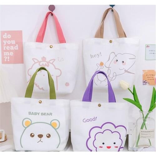 Cartoon Animal Print Canvas Bag Unisex Tote Bags Shopping Shoulder Bag Reuse Foldable Kawaii Fashion Pacakge Handbag