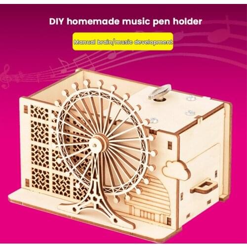 DIY Handmade Toys 3D Wooden Puzzle Game Creative Pen Holder Music Box Assembly Popular Gift for Children Adult Christmas