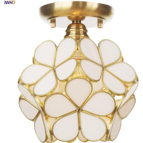 IWHD Plafonnier White Glass LED Ceiing Light Fixture Kitchen Living Room Lights Nordic Modern Copper Ceiling Lamps Lampara Techo