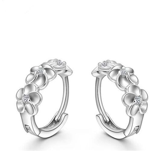 Junkang romantic sweet jewelry three plum flower small korean gift for women stud earrings