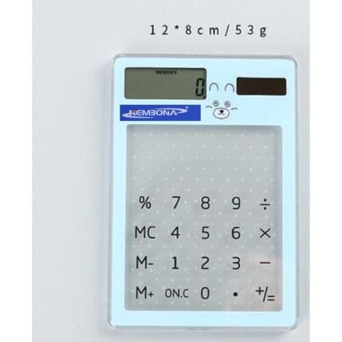 KEMBONA Solar Calculator LCD 8 Digit Touch Screen Ultra slim Transparent Solar Calculator Stationery Clear Scientific Calculator
