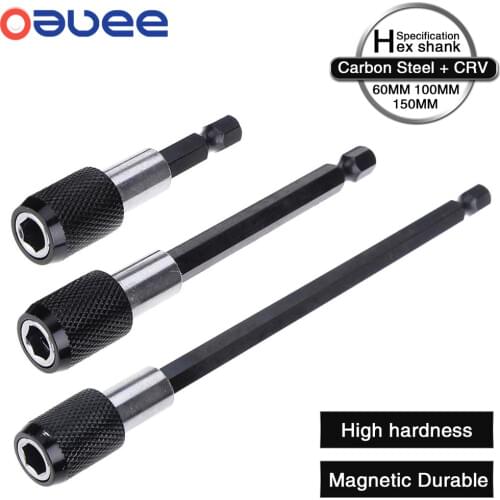 Oauee 1/4 Inch Hex Shank Quick Release Screwdriver Magnetic Bit Holder with Adjustable Collar Extension Bar 60mm 100mm 150mm