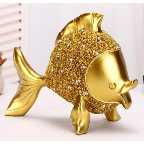 [MGT] Modern Abstract Golden Fish Statue Resin Ornament Home Living Room Decoration Accessories Gifts Sculpture Animal Crafts