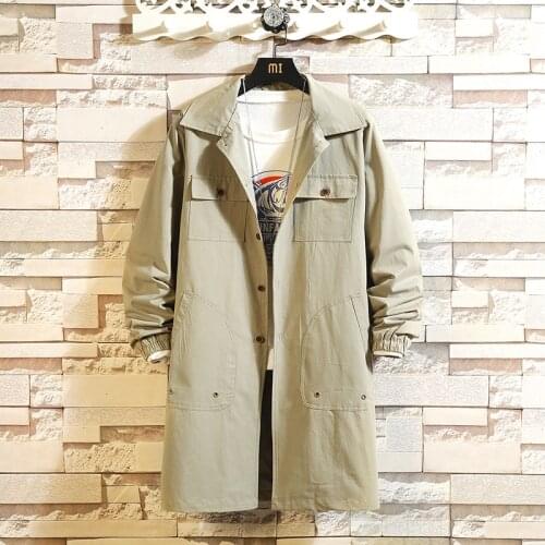 2019 HCXY 100% Cotton Mens Long Coat Men Jacket Japanese trendy Handsome Youth Student Spring Autumn Thin Long Trench Coat