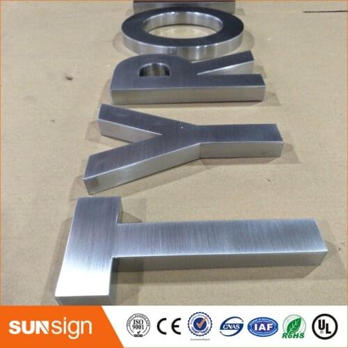 New design Indoor channel letter 3D brusehd stainless steel letters