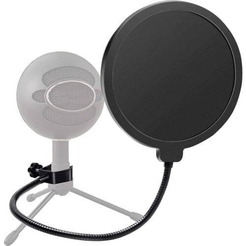 Microphone Pop Filter Swivel with Double Layer Sound Shield Guard Windscreen Replacement for Blue