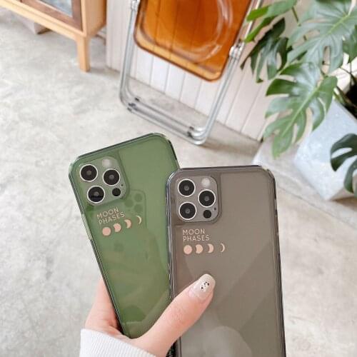 Cute Moon Eclipse Premium Gray Clear Phone Cases For iPhone 12 Mini 11 Pro Max X XS MAX XR 7 8 Plus 12Soft TPU Back Cover
