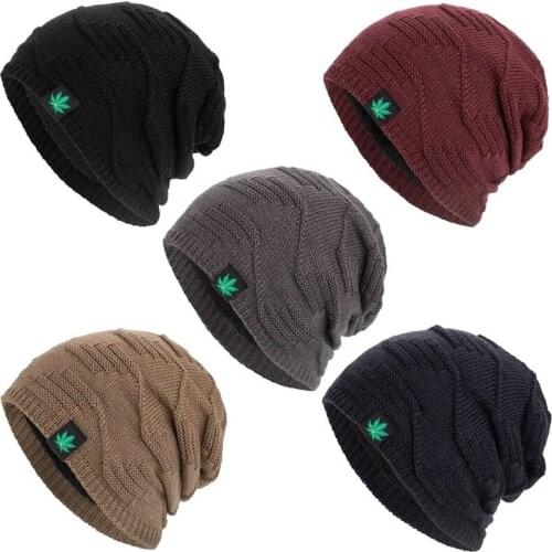 New Fashion Men Women Winter Leaf Beanie Hats Warm Hip Hop Punk Knitting Winter Hat For Women Autumn Woolen Cap Skullies
