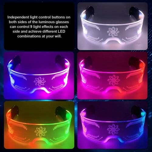 LED Luminous Sunglasses Vintage Punk Glowing Goggles for Men Women Fashion Party Christmas Colorful Light Up Glasses Shades