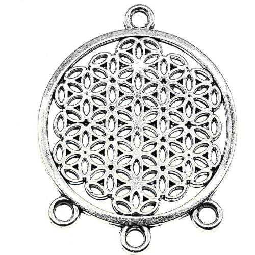 Vintage Round Datura Earring Connector Connectors Charms Making Diy Handmade Finding Jewelry