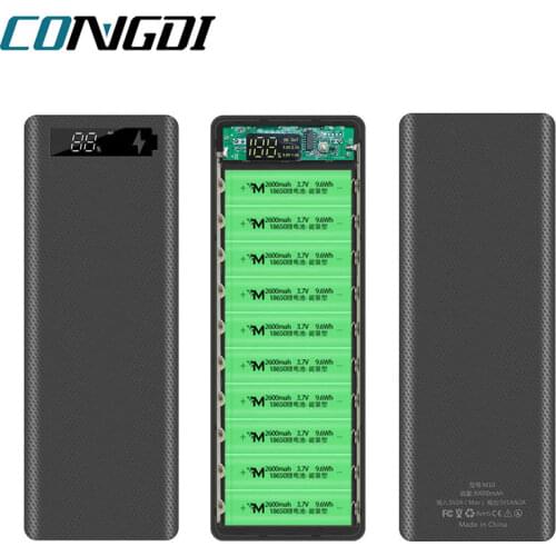 DIY Power Bank 10*18650 Battery Holder Battery Box Micro Type C Dual USB Ports Mobile Phone Charger 18650 Powerbank Case