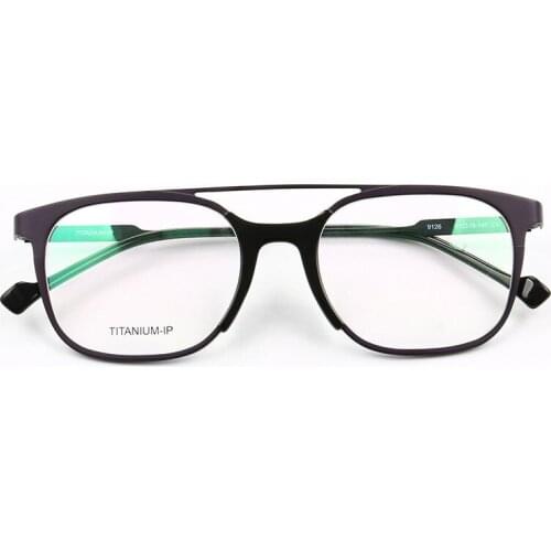 YOUTOP Full Rim Rectangular Double Bridge Lightweight Square Mens Optical Pure Titanium Frames Eye wear Prescription 9126