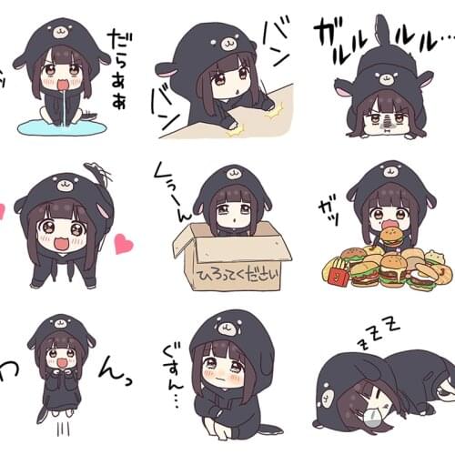 24 pcs cute Naughty girl in black Stickers for Styling Bike Motorcycle Phone Laptop Travel Luggage Cool Funny Sticker Decals