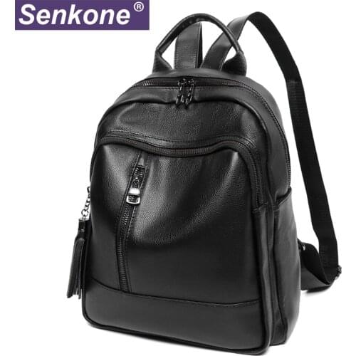 Tassel Backpack Women Genuine Leather Female Fashion Travel Backpack 2020 New Designer Rucksack School Bags For Teenage Girls