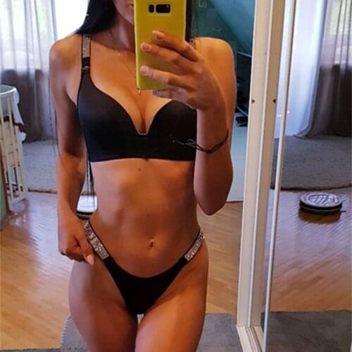 Womens Diamond Pink Letter Bra Gathered Push Up Masonry BaldricTop Gathered Adjustable 32-44 Large Size Underwear FP001