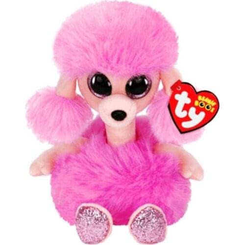 15cm TY Beanie Big Eyes Camilla the Pink Poodle Plush Stuffed Animal Collectible Soft Doll Toy Christmas Gift