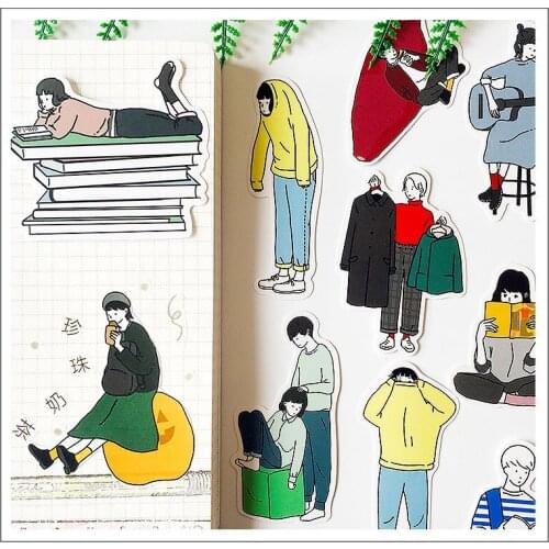 17PCS Illustration everyday cute Stickers Crafts And Scrapbooking stickers book Student label Decorative sticker DIY Stationery