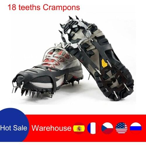 18 Teeth Ice Snow Crampons Climbing Gripper Anti-Slip Shoes Cover Spike Cleats Crampons Essential Protection Supplies On Snow