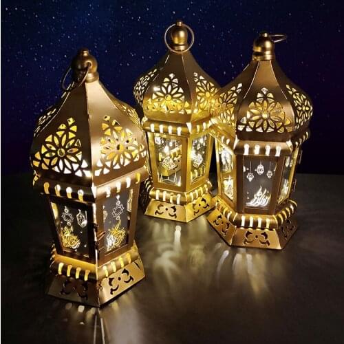 2021 Ramadan Lanterns Lamp LED Eid Mubarak Decor Lights Ramadan Kareem Decoration for Home Muslim Islam Festival Party Supplies