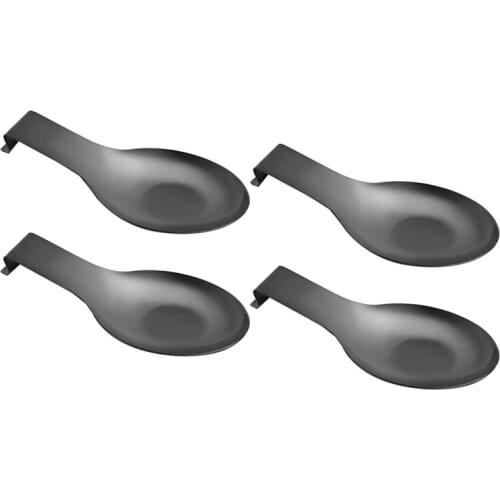 4 Pcs Stainless Steel Spoon Rest for Kitchen Counter,Spoon Holder for Stove Top,Spatula Rest,Spoon Ladle Holder,Black