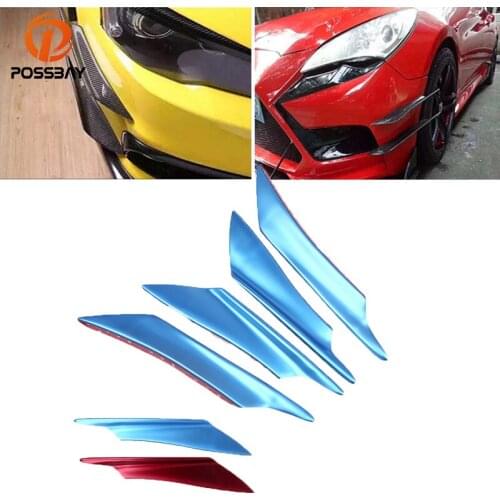 POSSBAY 4 Pcs Universal Car Front Bumper Lip Splitter Fins Body Spoiler Canards Valence Chin for Audi BMW Opel Ford Decoration