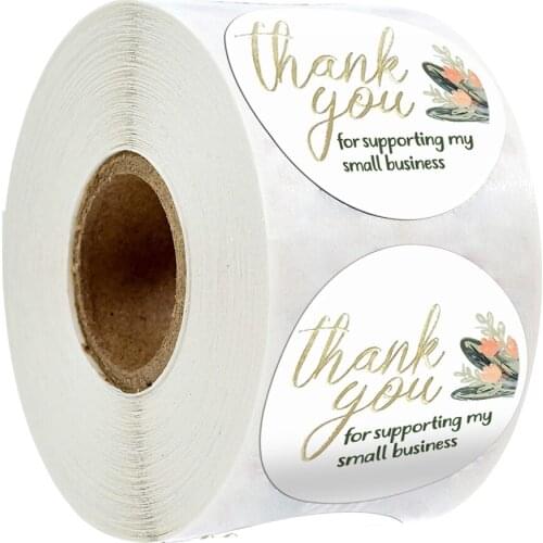 500pcs/roll 1inch Thank you Supporting My Small Business Stickers Label Sealing Sticker For Bake Packaging Stationery Decoration