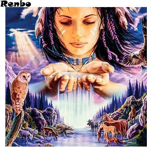 5D DIY Diamond Embroidery Indian beauty & animal Full Square Diamond Painting Waterfall landscape Cross Stitch Mosaic Rhinestone