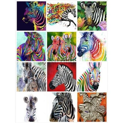 5D DIY Diamond Painting Painted black and white zebra Cross Stitch Round/Square rhinestones Cross stitch Handmade mural ornament