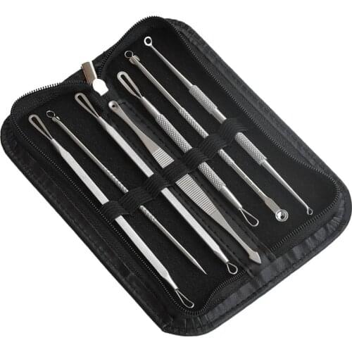 7Pcs Blackhead Remover Tool Kit Face Skin Care Tools Facial Spot Comedone Acne Needle Clip Pimple Tweezer Blemish Personal Care