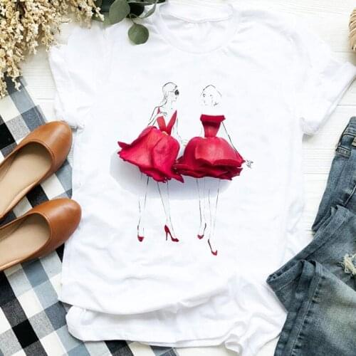 Women Lady Floral Elegant Friends Cute 90s Aesthetic Print Ladies T Tee Womens Shirt Clothes Tshirt Female Top Graphic T-shirt