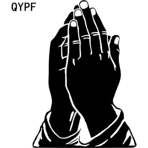 QYPF 11.7*16.5CM Interesting Car Sticker Vinyl Motorcycle Accessories Decoration Praying Hands Christianity Graphic C16-0253