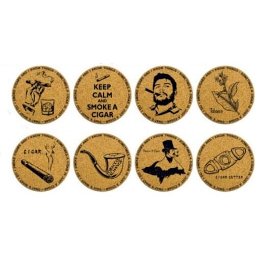 Creative Cigar Pipe Theme Table Mats Drink Coaster Natural Cork Round Grape Wine Coffee Mug Cup Coasters Resistant Nonslip Pads