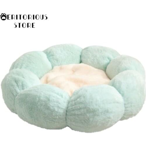 Round Flower Cat Winter Warm Plush Cat Litter Pet Nest Pad for All Seasons Improve Pet Sleep Bed for Cats