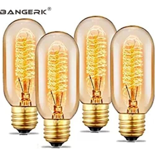 T45 Edison Light Bulb 110V 220V 40W E27 Base Antique Lamp Bombilla Vintage Style Decor Bulbs Lighting For Home Light Fixtures