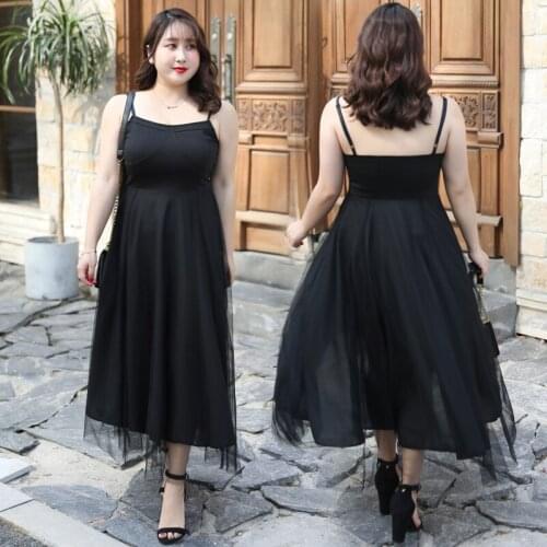 Summer Dress Oversized 8XL Womens 2020 New Gauze Sleeveless Black Sling Sexy Vestidos Casual Fashion A-line Dress Women A917