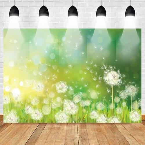 MOCSICKA Dandelion Photo Backdrop for Photography Summer Green Bokeh Background Customized Photographic Backdrops Photo Studio