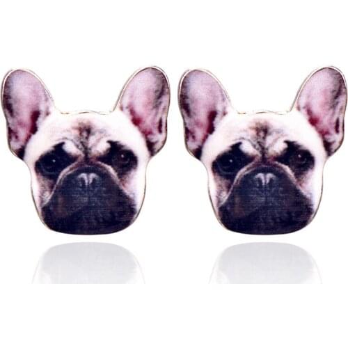 Fashion Cute Cartoon Multicolor Little Dog Face Stud Earrings For Women Girls Creative Art Animal Earrings Female Jewelry Gift