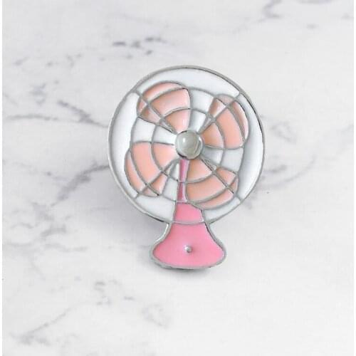 Cartoon Pink Cute Fan Brooch Electric Fan Enamel Pin Cowboy Leather Backpack Brooch For best friends gift Brooch & Pin