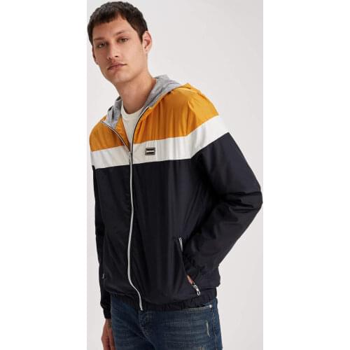 DeFacto Spring Man Coats & Jackets Slim Fit Block Pattern Stand Collar Coat Outerwear Warm Fashion New Season-N4526AZ21SP