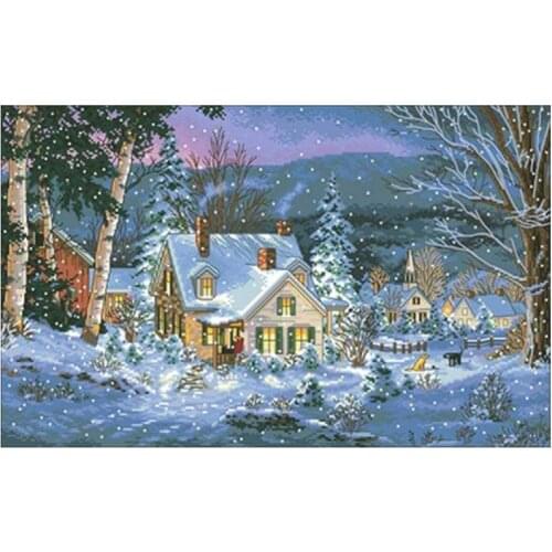 Christmas snow night patterns counted 11CT 14CT 18CT DIY Cross Stitch Sets wholesale Cross-stitch Kits Embroidery Needlework