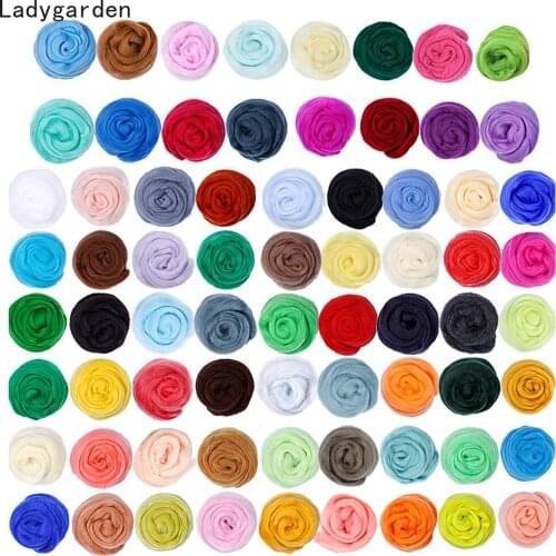 70PCS 5g/piece Wool Roving Needle Felting Wool Yarn Roving Wool Fibre Wool for Needle Felting Hand Spinning DIY Craft Materials