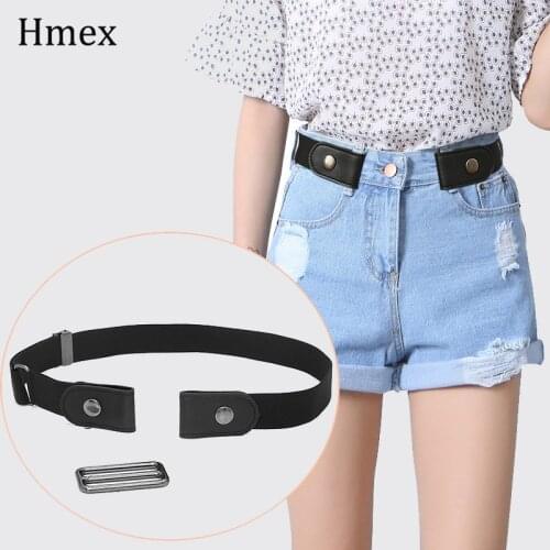 New Punk womens Buckle-free Belt Jeans without buckle belt Fashion ladies slim No Buckle Stretch Elastic Waist Belt Waistband
