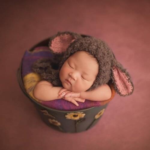 Newborn baby Bunny bonnet hat Photography props Knitted baby girl boy bonnet Newborn hat photo props