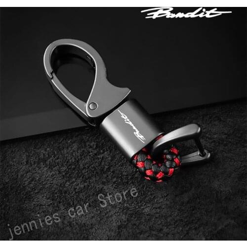 Custom logo hanging waist with metal leather cord keychain for Suzuki Bandit 150 400 1200 1250 1250S motorcycle Accessories