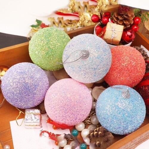 8cm Foam Balls Christmas Ornaments Ball Glitter Hang Balls Xmas Decorations Hanging Tree Pendants New Year Party Ornament Decor